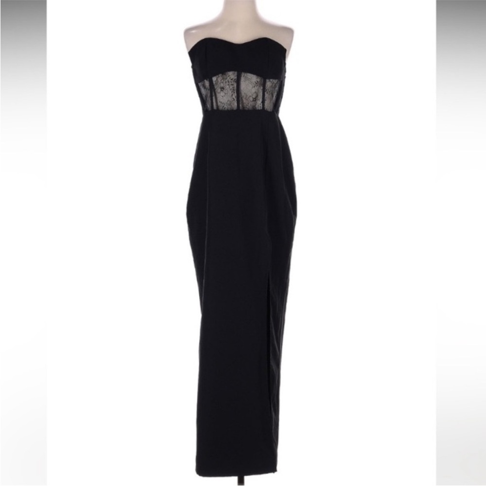 Elegant Black Strapless Lace Dress Size XS - Picture 3 of 12